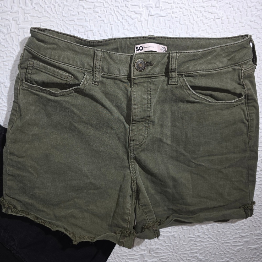 SO Goods For Life Womens High Rise Midi Shorts Bundle Black Olive Green Size 11 - Picture 8 of 9